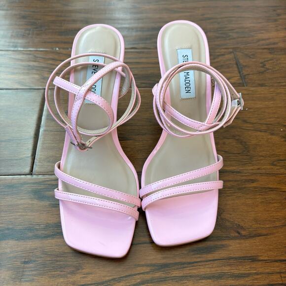 Steve Madden Barbie Pale Pink Kyrah Strappy Sandal Heels Sz 7.5 - Picture 3 of 9